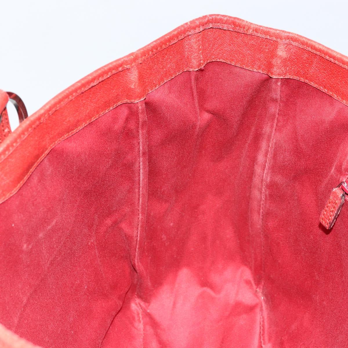 GUCCI GG Canvas Hand Bag Red Silver 113017 Auth 172168