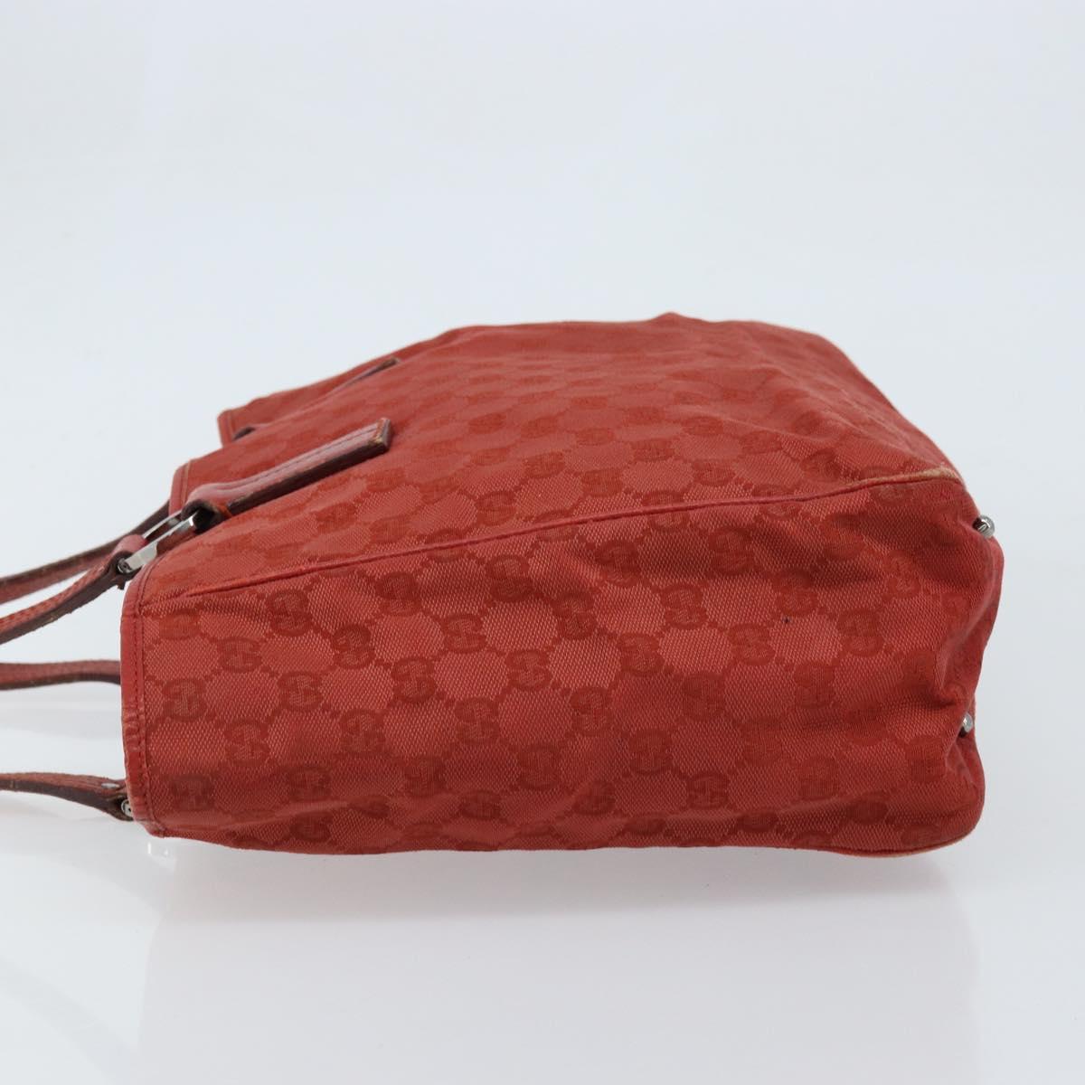 GUCCI GG Canvas Hand Bag Red Silver 113017 Auth 172168