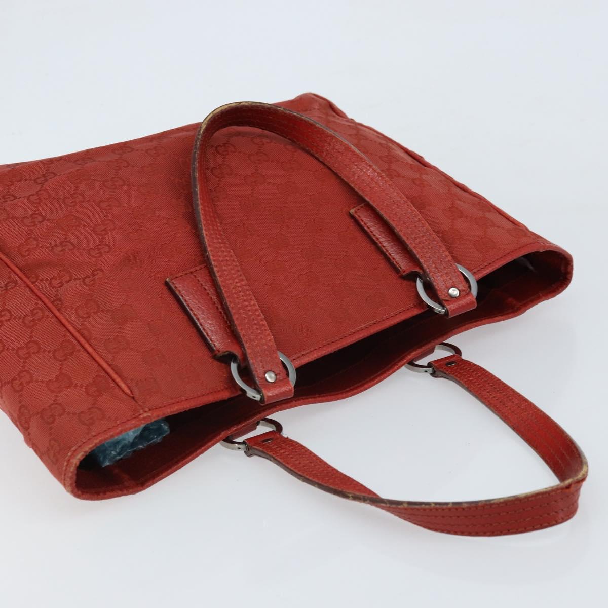 GUCCI GG Canvas Hand Bag Red Silver 113017 Auth 172168