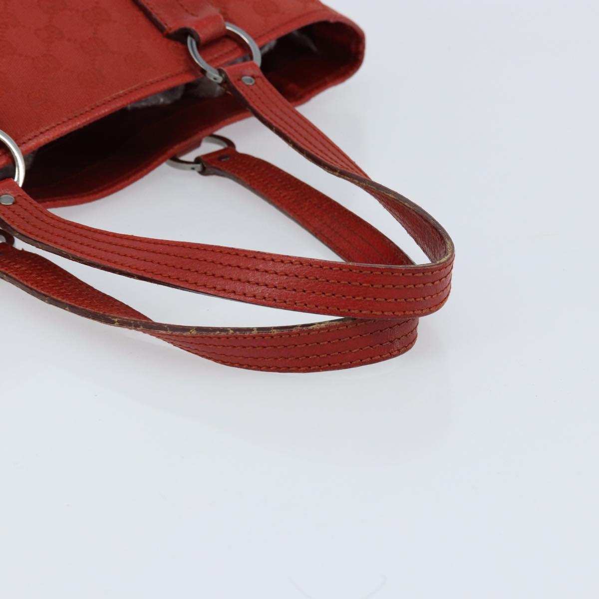 GUCCI GG Canvas Hand Bag Red Silver 113017 Auth 172168
