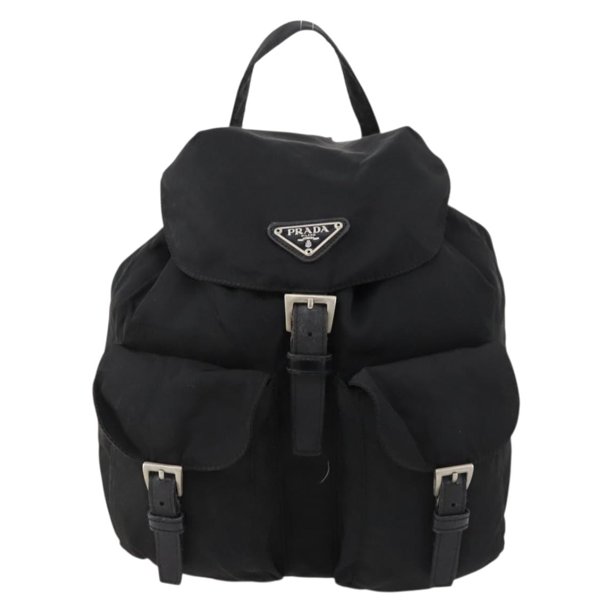 PRADA Backpack Nylon Silver Black Auth 172169