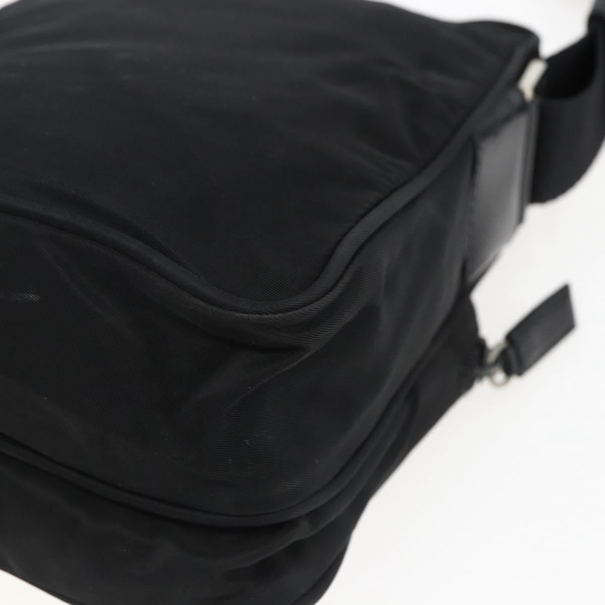 PRADA Shoulder Bag Nylon Silver Black Auth 172170