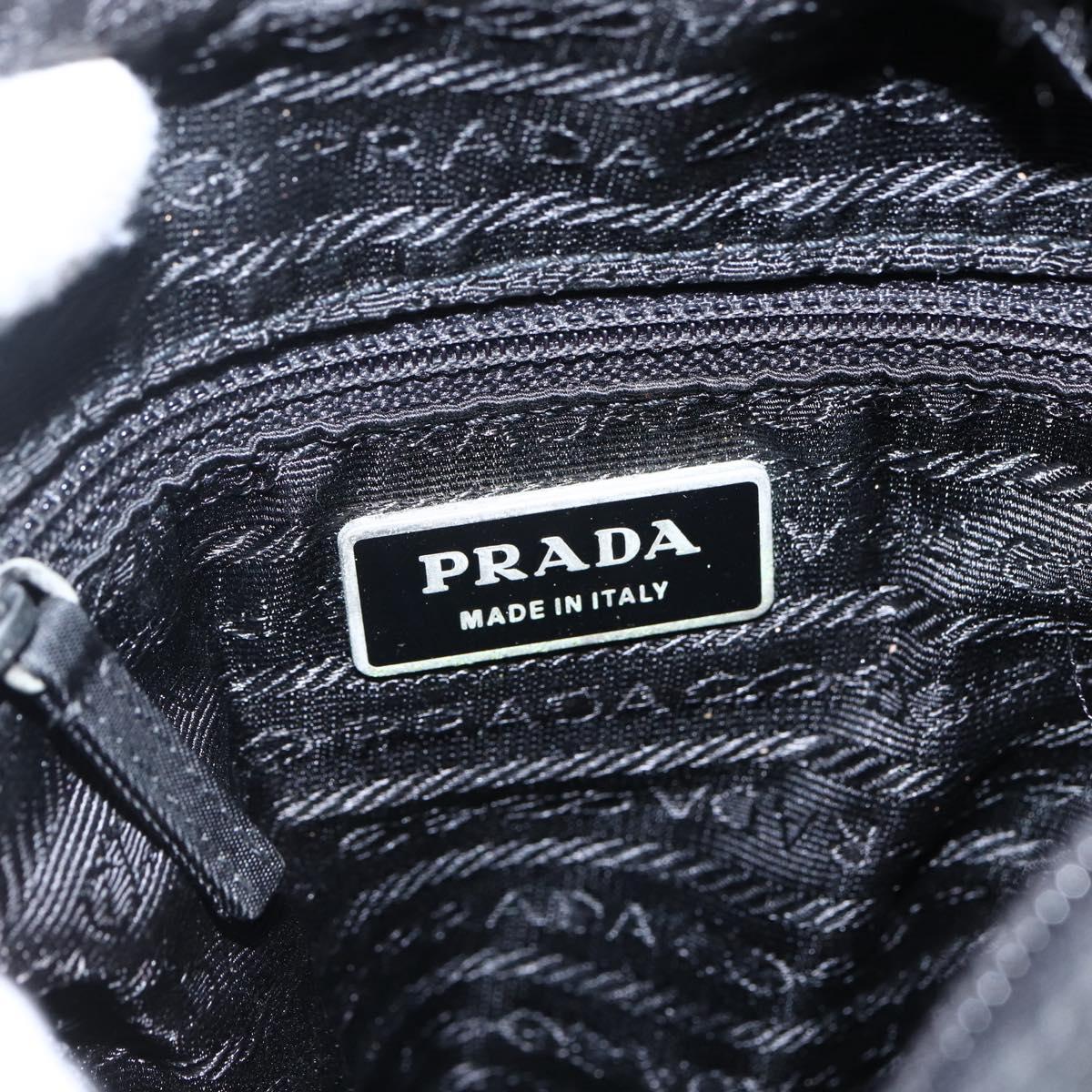 PRADA Shoulder Bag Nylon Silver Black Auth 172170