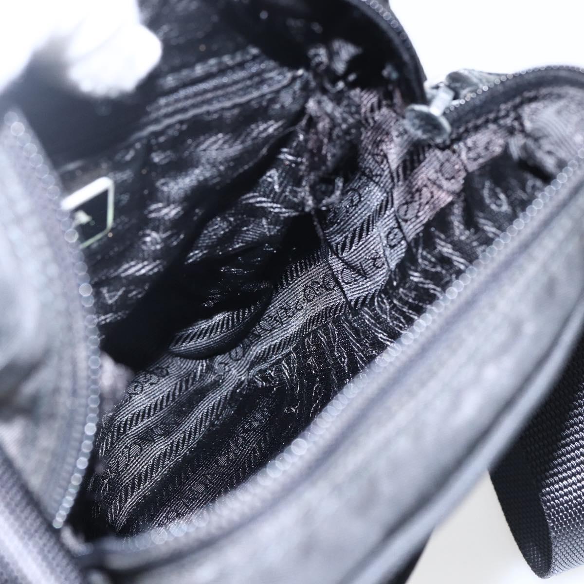 PRADA Shoulder Bag Nylon Silver Black Auth 172170