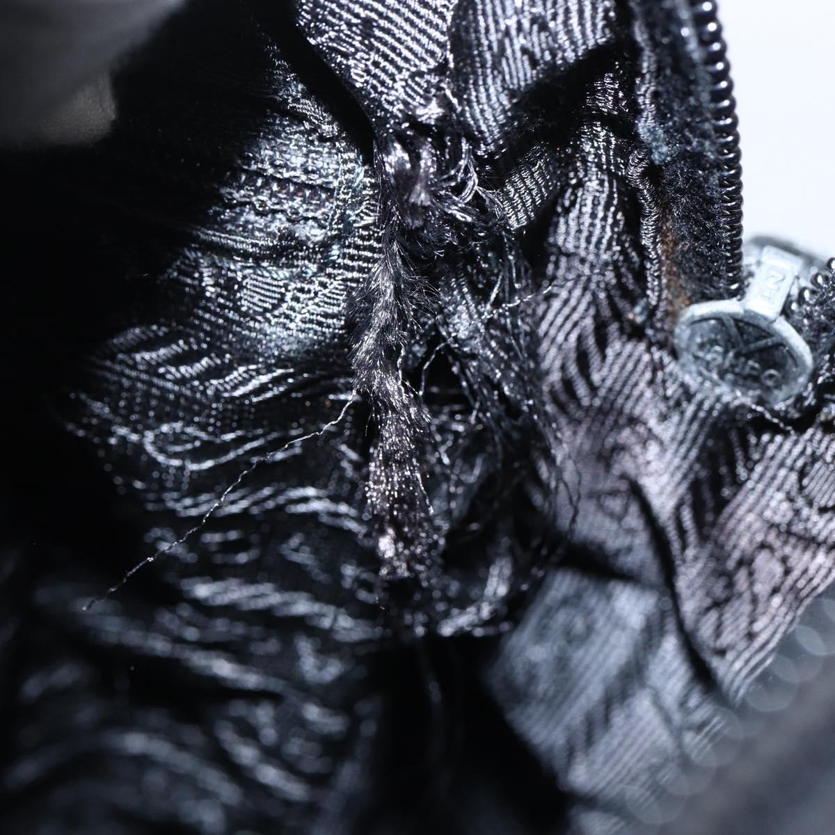 PRADA Shoulder Bag Nylon Silver Black Auth 172170