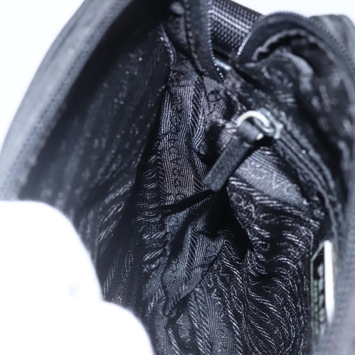 PRADA Shoulder Bag Nylon Silver Black Auth 172170