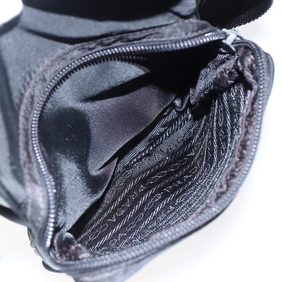 PRADA Shoulder Bag Nylon Silver Black Auth 172170