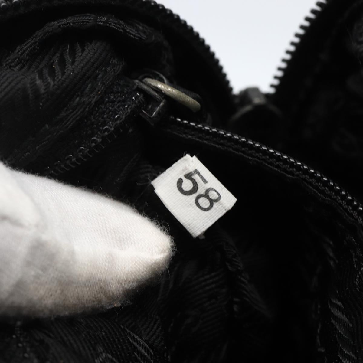 PRADA Shoulder Bag Nylon Silver Black Auth 172170