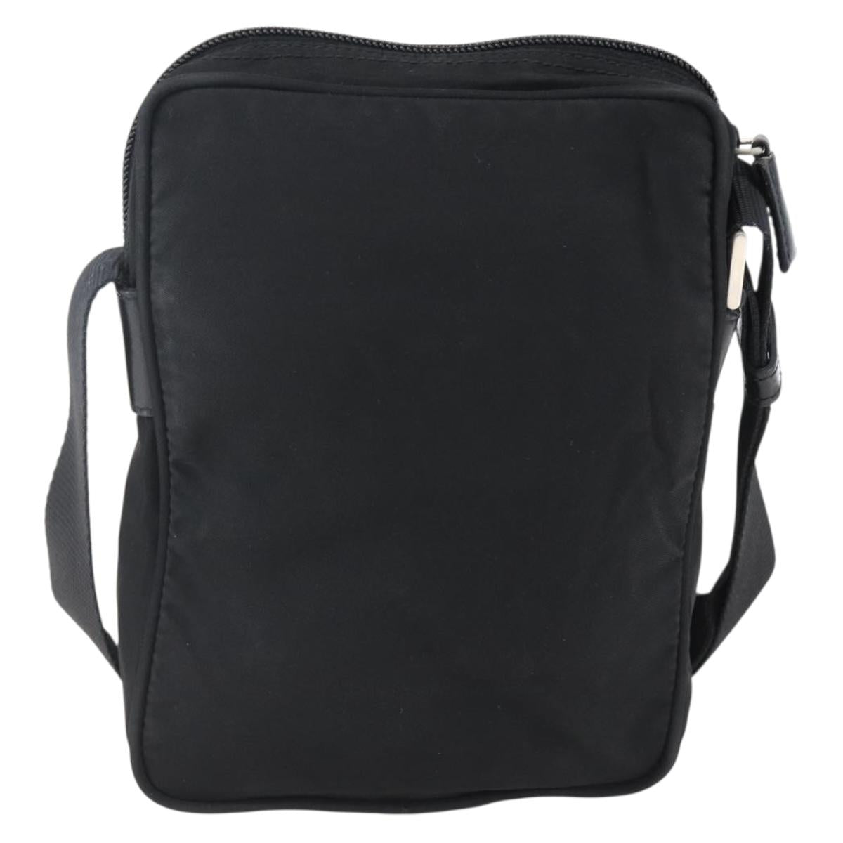 PRADA Shoulder Bag Nylon Silver Black Auth 172170