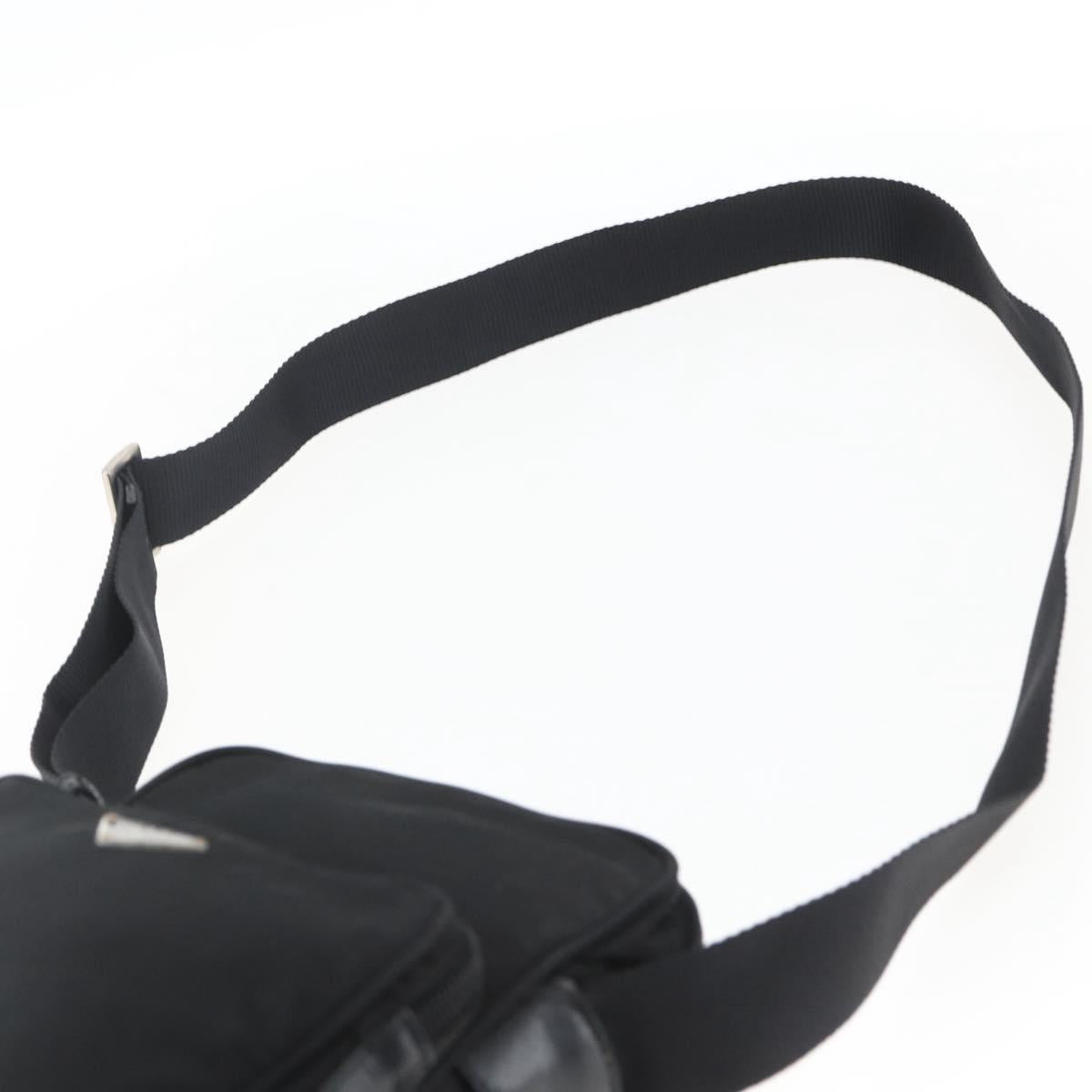 PRADA Shoulder Bag Nylon Silver Black Auth 172170