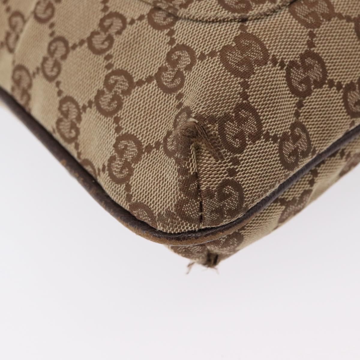 GUCCI GG Canvas Shoulder Bag Beige Silver 122793 Auth 172173