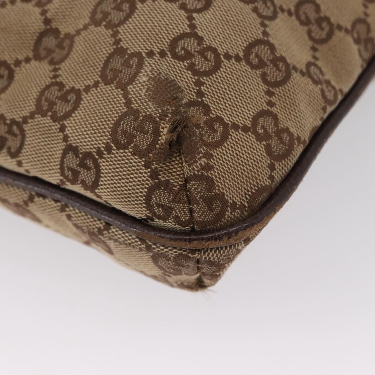 GUCCI GG Canvas Shoulder Bag Beige Silver 122793 Auth 172173