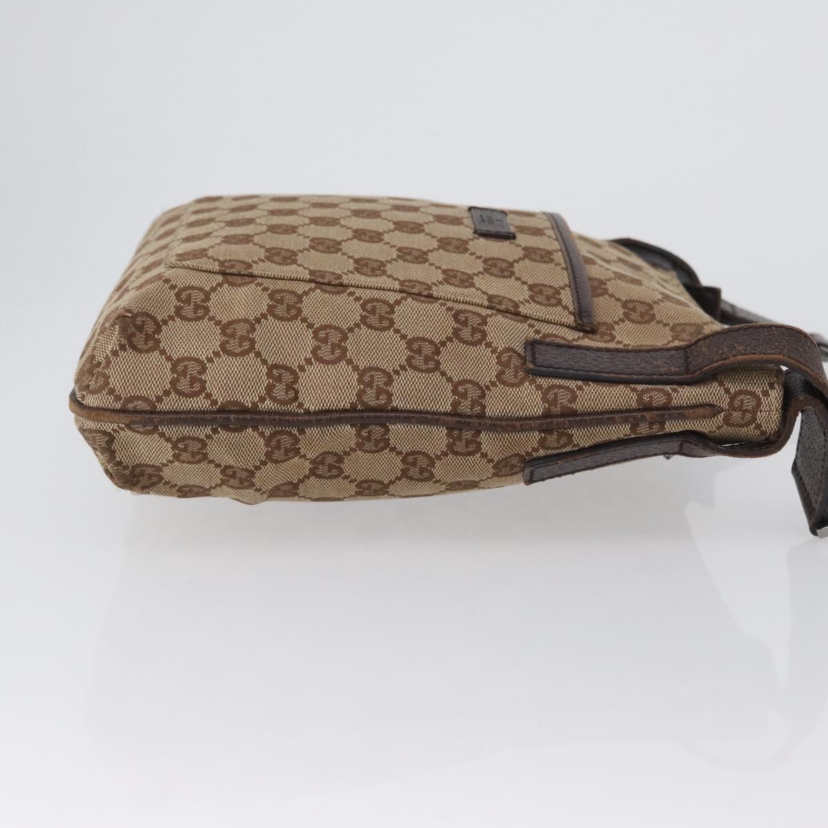 GUCCI GG Canvas Shoulder Bag Beige Silver 122793 Auth 172173