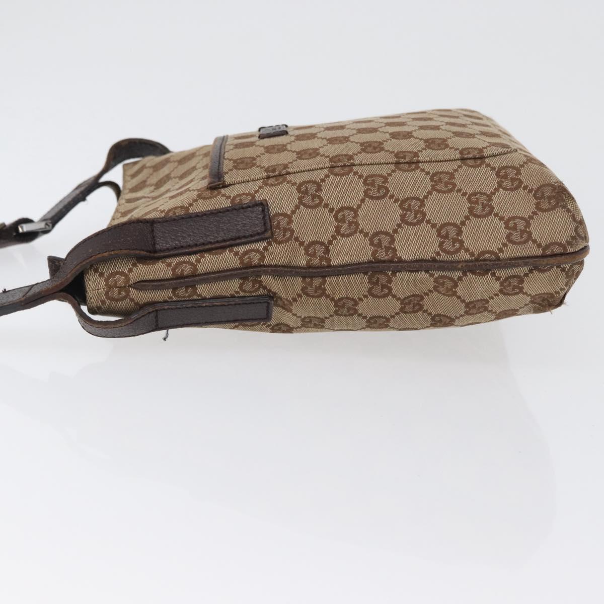 GUCCI GG Canvas Shoulder Bag Beige Silver 122793 Auth 172173