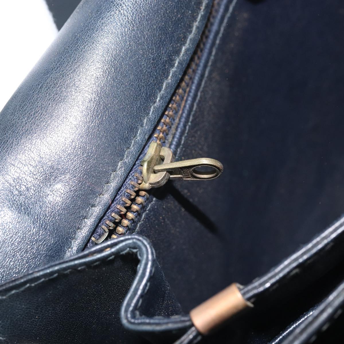 CELINE C Sulky Shoulder Bag Canvas Navy Gold Auth 172177