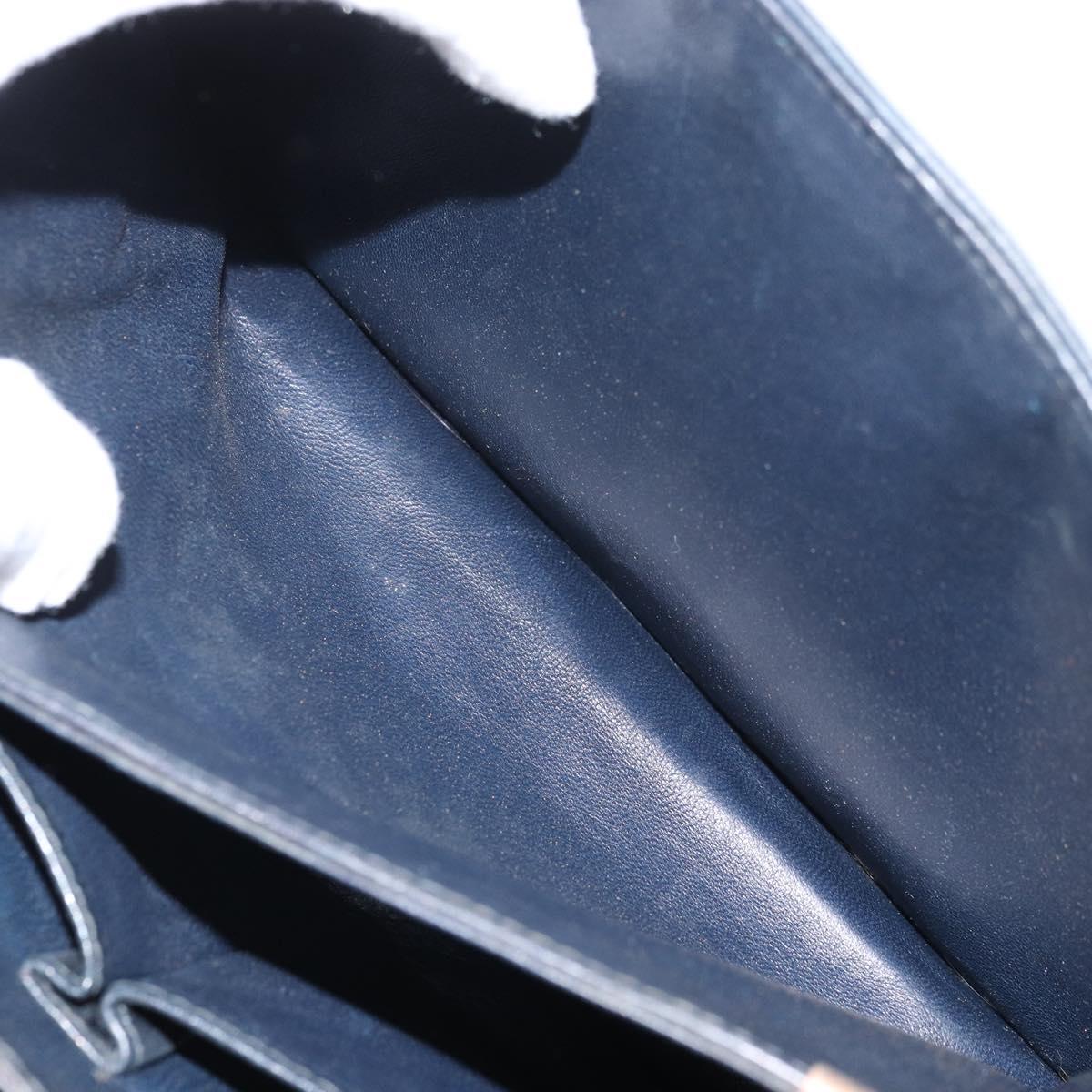 CELINE C Sulky Shoulder Bag Canvas Navy Gold Auth 172177