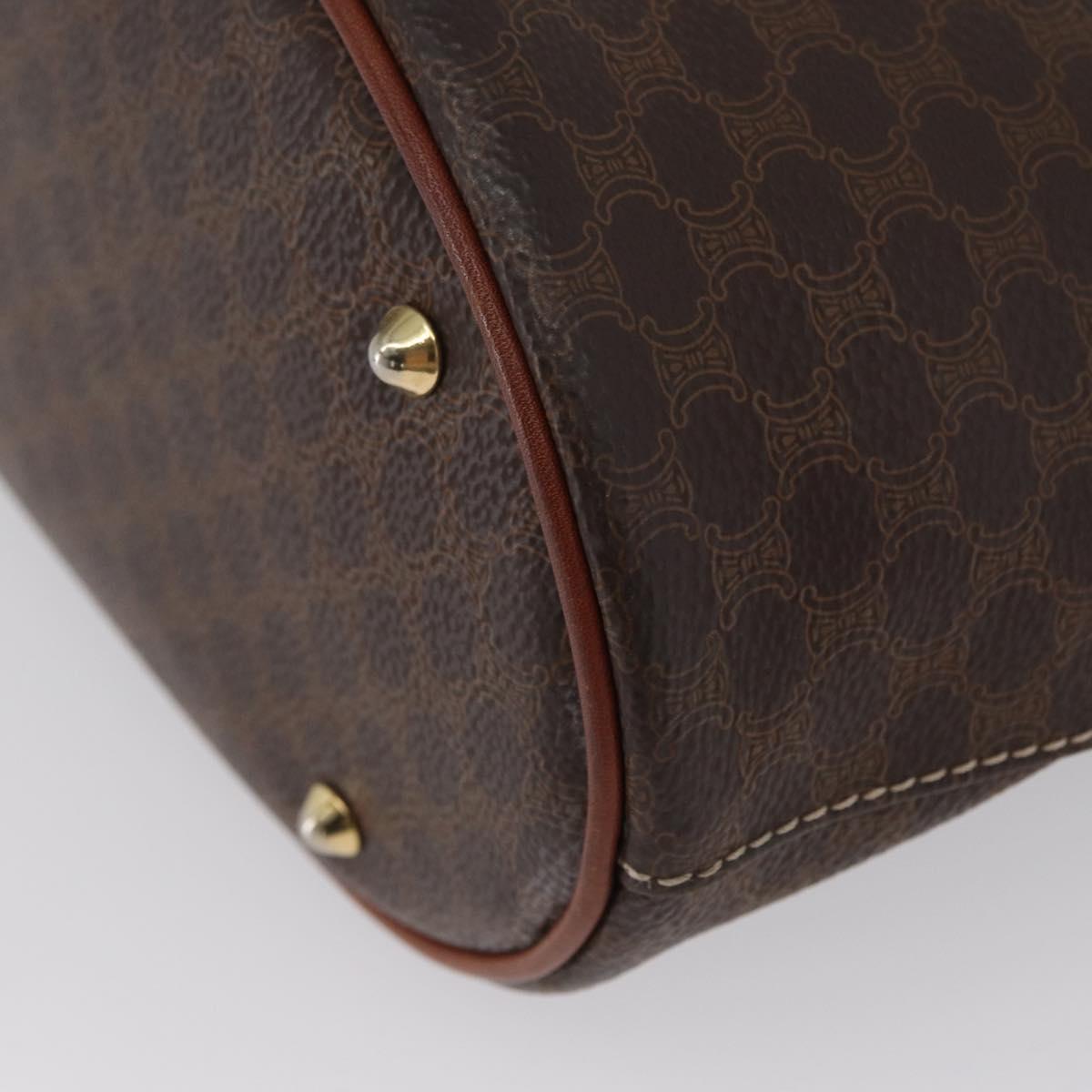 CELINE Macadam Canvas Tote Bag PVC Leather Brown Gold Auth 172185