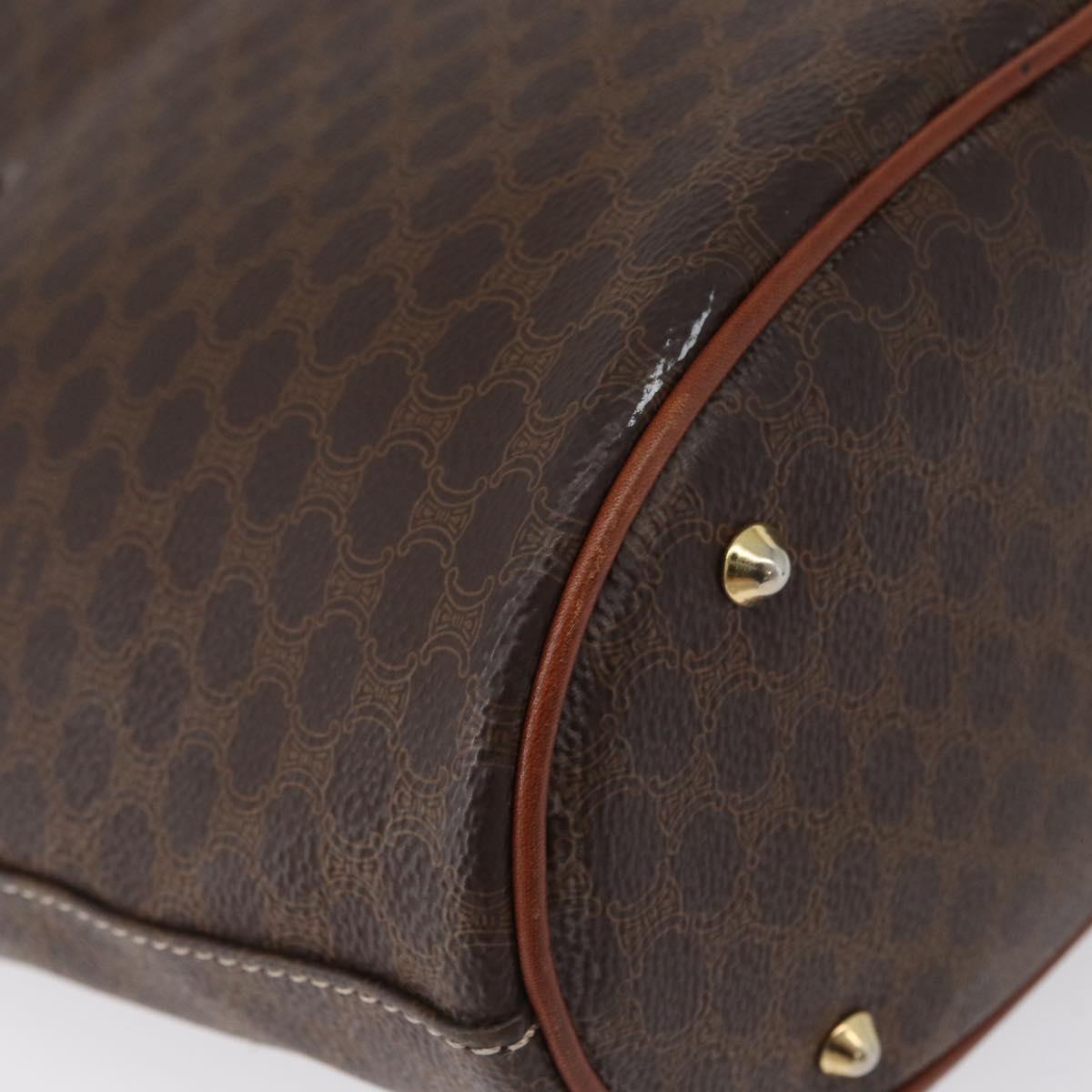 CELINE Macadam Canvas Tote Bag PVC Leather Brown Gold Auth 172185