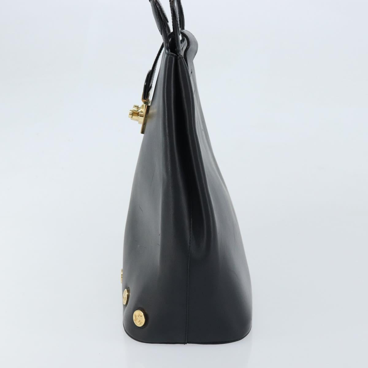Salvatore Ferragamo Tote Bag Leather Black Gold Auth 172187