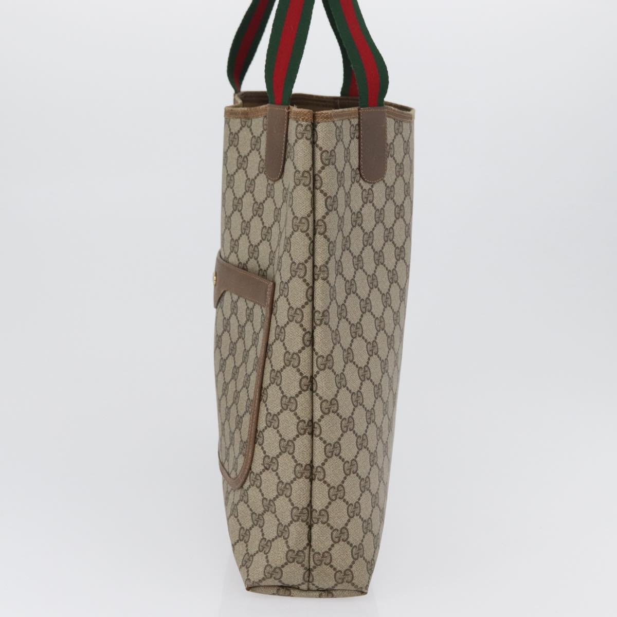 GUCCI GG Supreme Web Sherry Line Tote Bag PVC Beige Red 39 02 003 Auth 172201