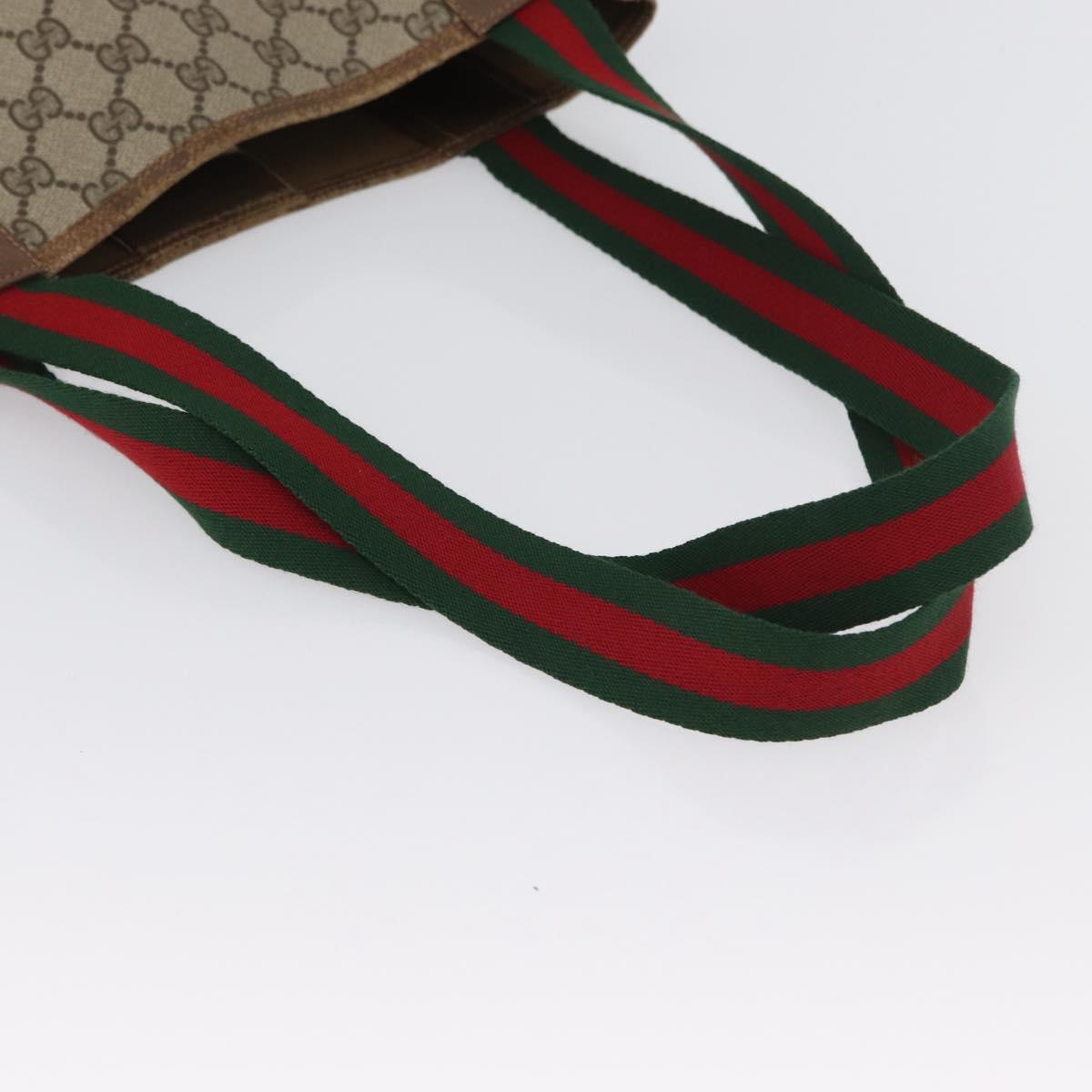 GUCCI GG Supreme Web Sherry Line Tote Bag PVC Beige Red 39 02 003 Auth 172201