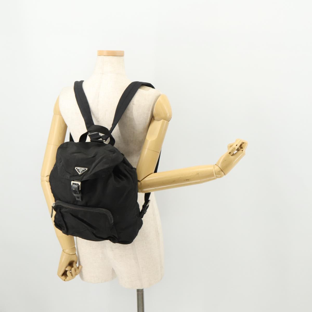 PRADA Backpack Nylon Silver Black Auth 172208