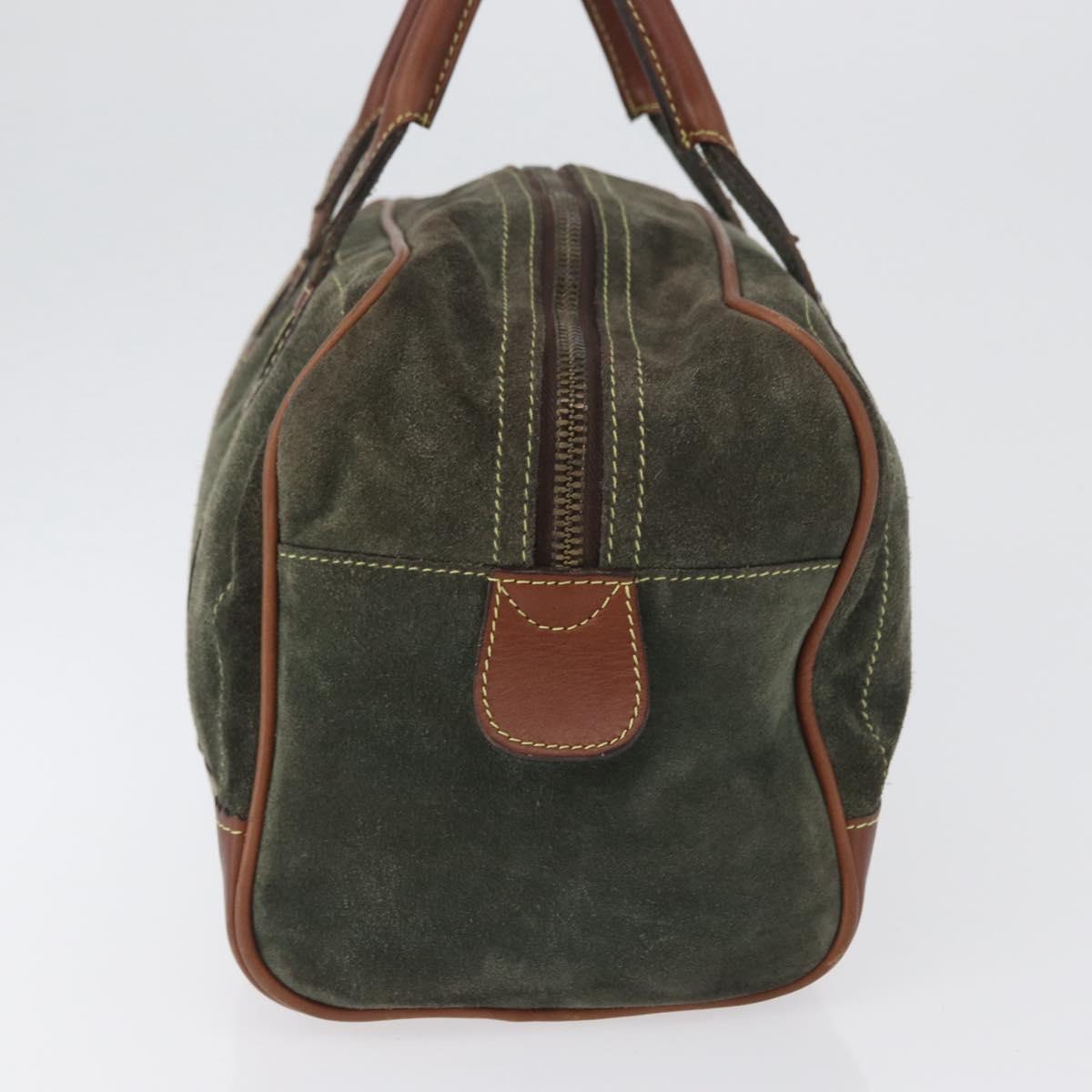LOEWE Anagram Hand Bag Suede Green Gold Auth 172213