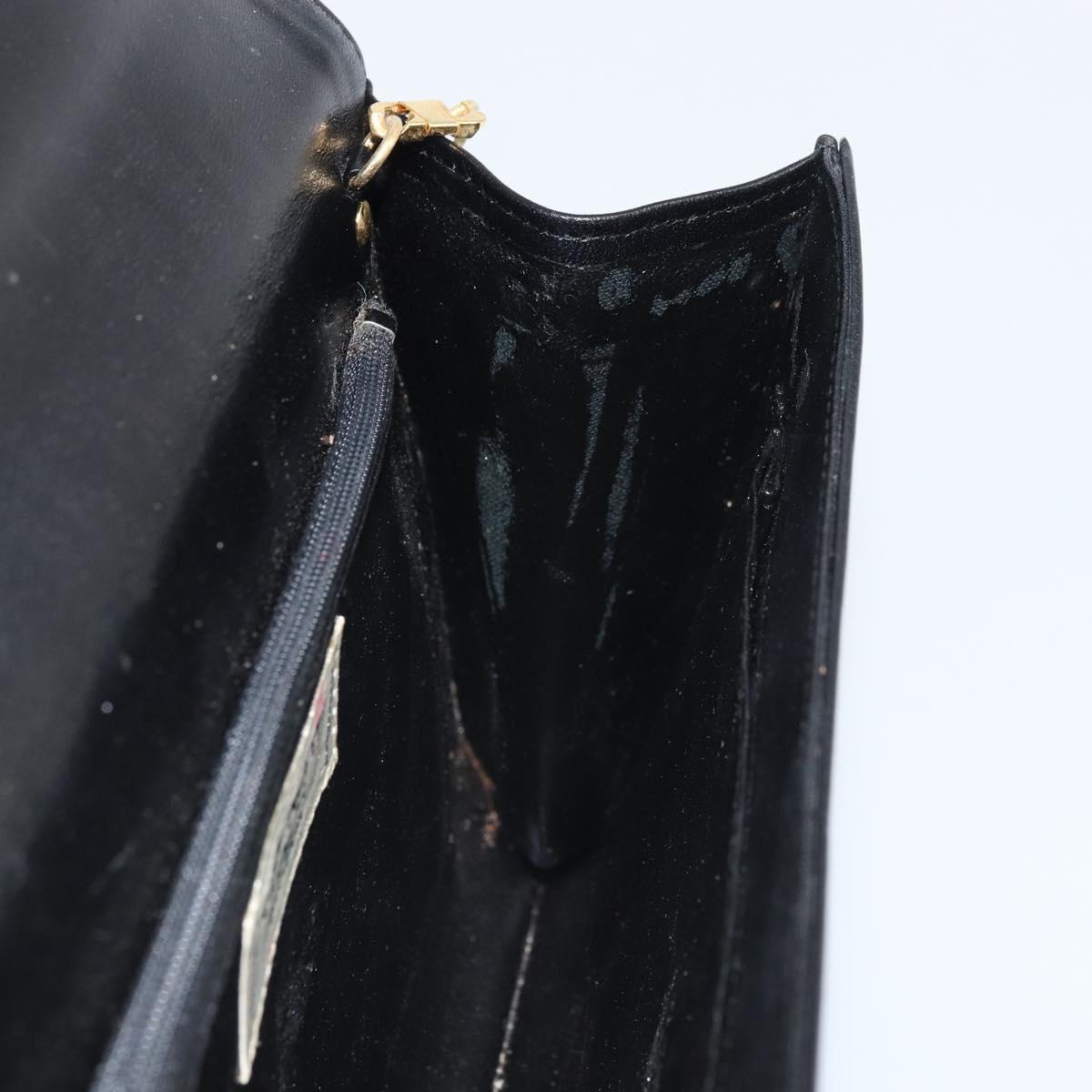 GIVENCHY Chain Hand Bag Leather Black Gold Auth 172216