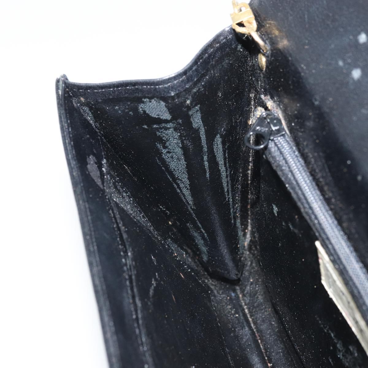 GIVENCHY Chain Hand Bag Leather Black Gold Auth 172216