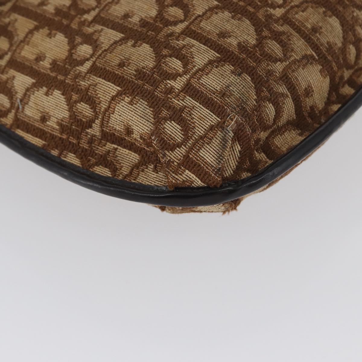 Christian Dior Trotter Canvas Shoulder Bag Brown Gold Auth 172219