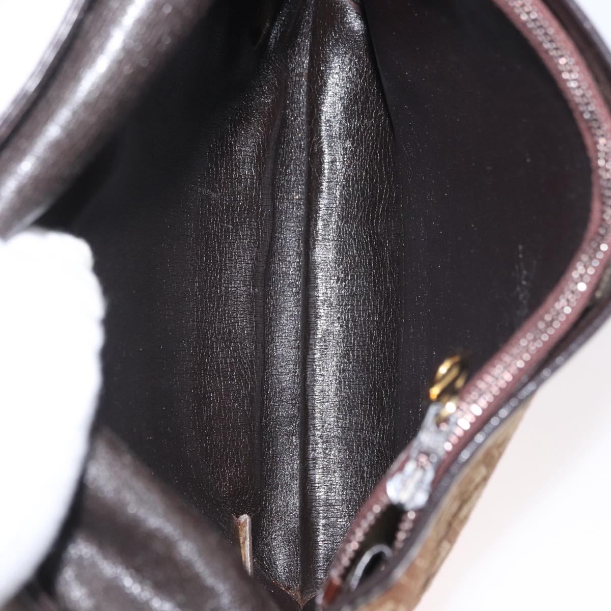 Christian Dior Trotter Canvas Shoulder Bag Brown Gold Auth 172219