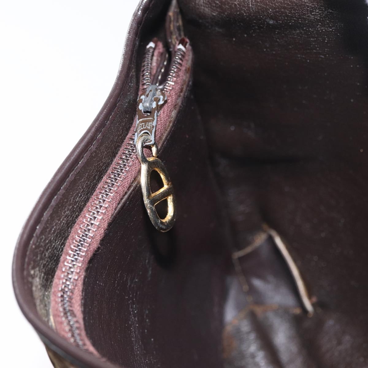 Christian Dior Trotter Canvas Shoulder Bag Brown Gold Auth 172219