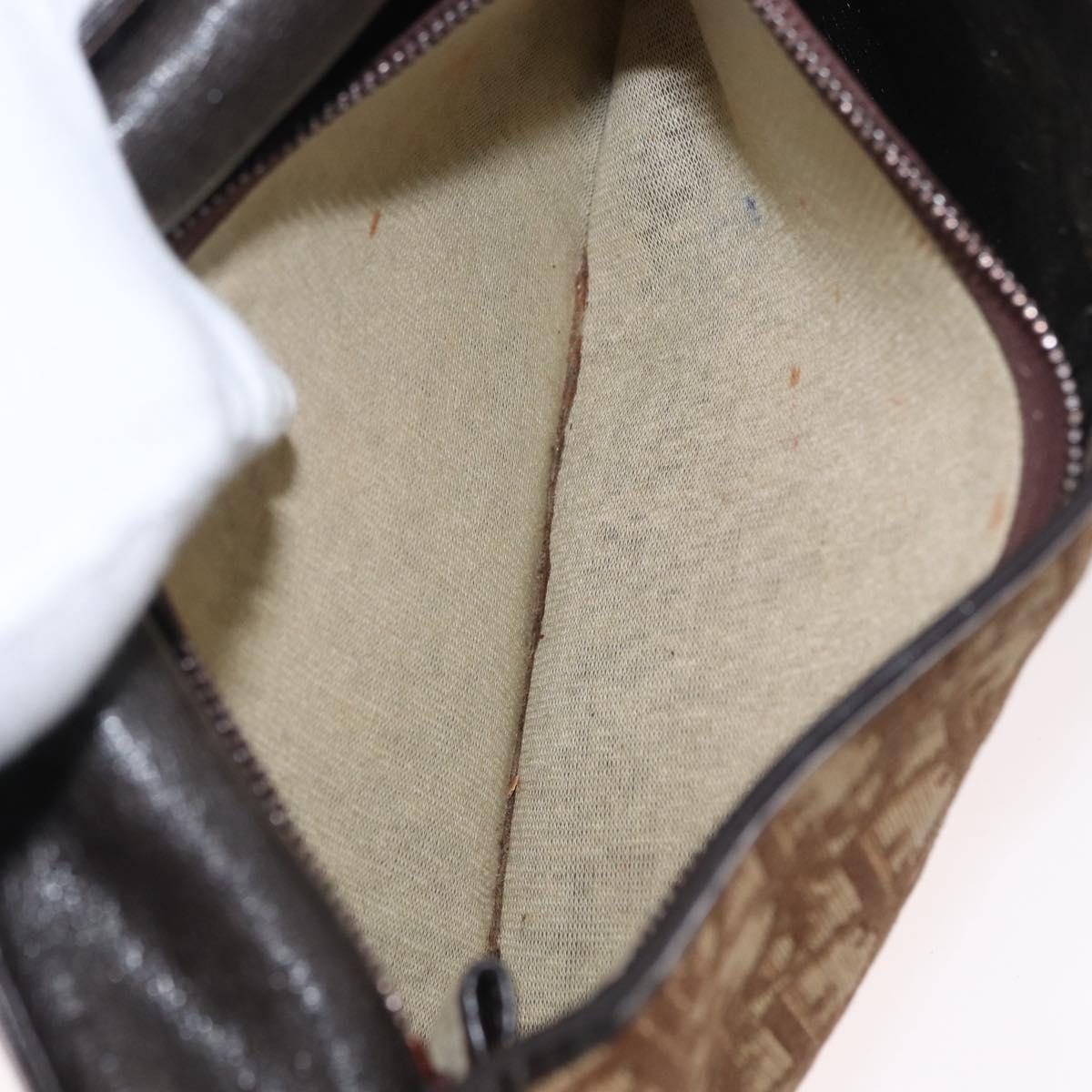 Christian Dior Trotter Canvas Shoulder Bag Brown Gold Auth 172219