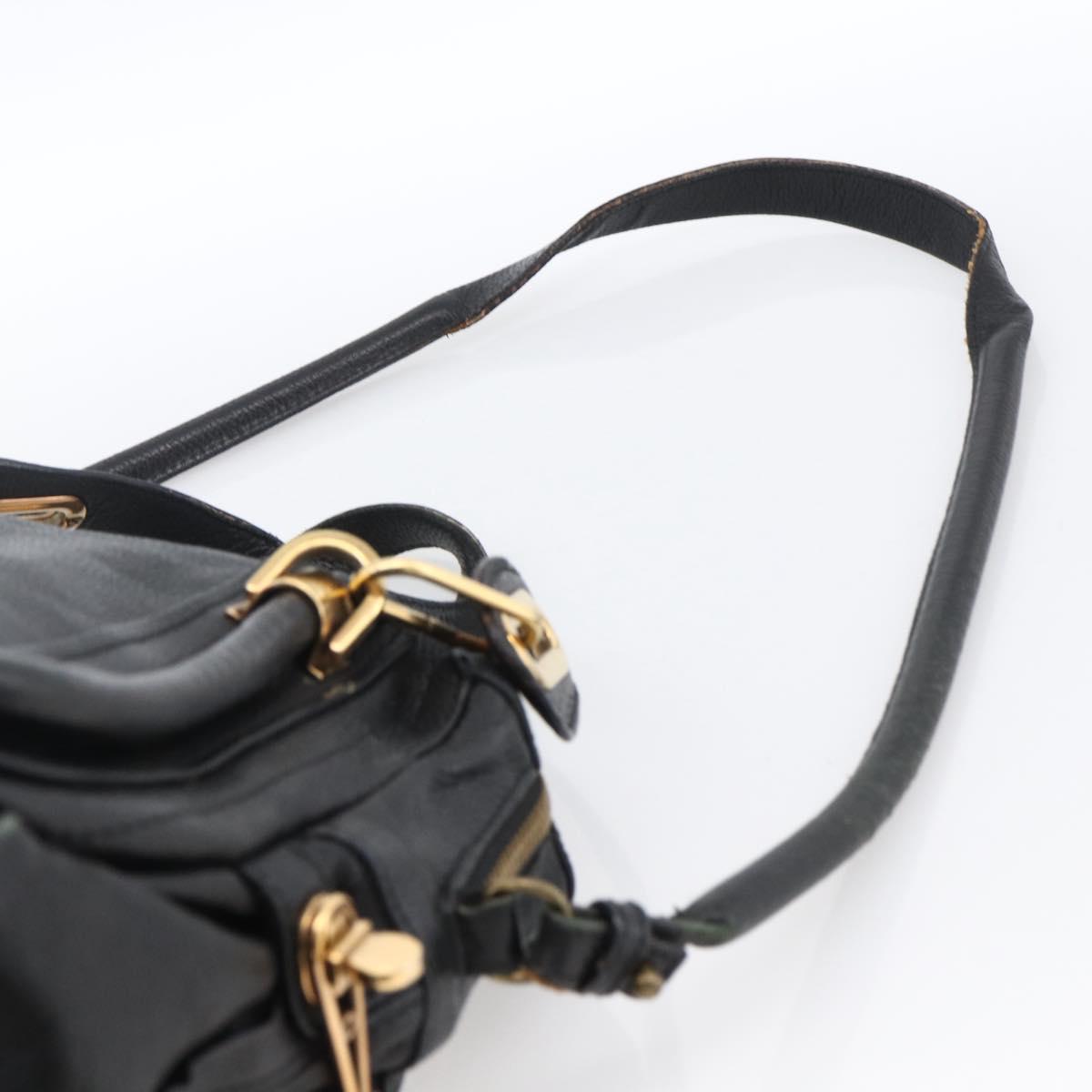 Chloe Hand Bag Leather 2way Black Gold Auth 172220