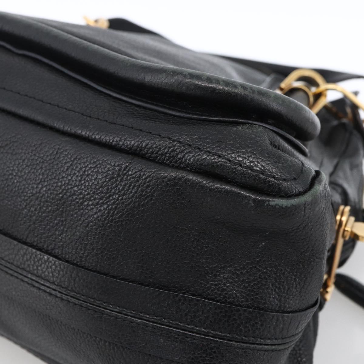 Chloe Hand Bag Leather 2way Black Gold Auth 172220
