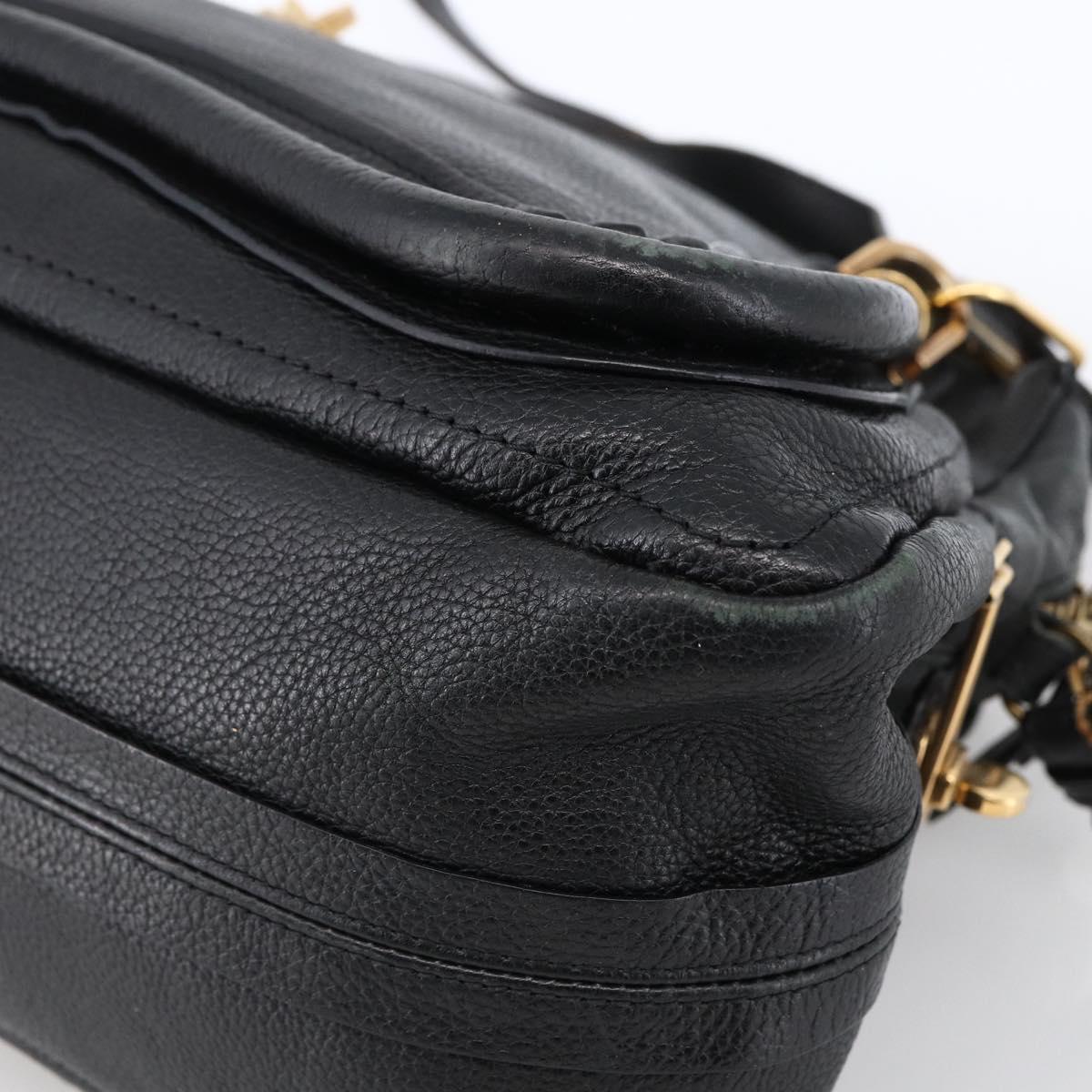 Chloe Hand Bag Leather 2way Black Gold Auth 172220