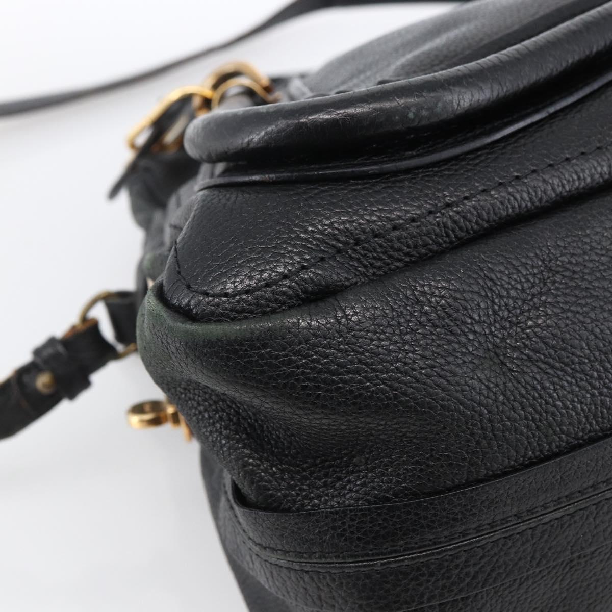 Chloe Hand Bag Leather 2way Black Gold Auth 172220