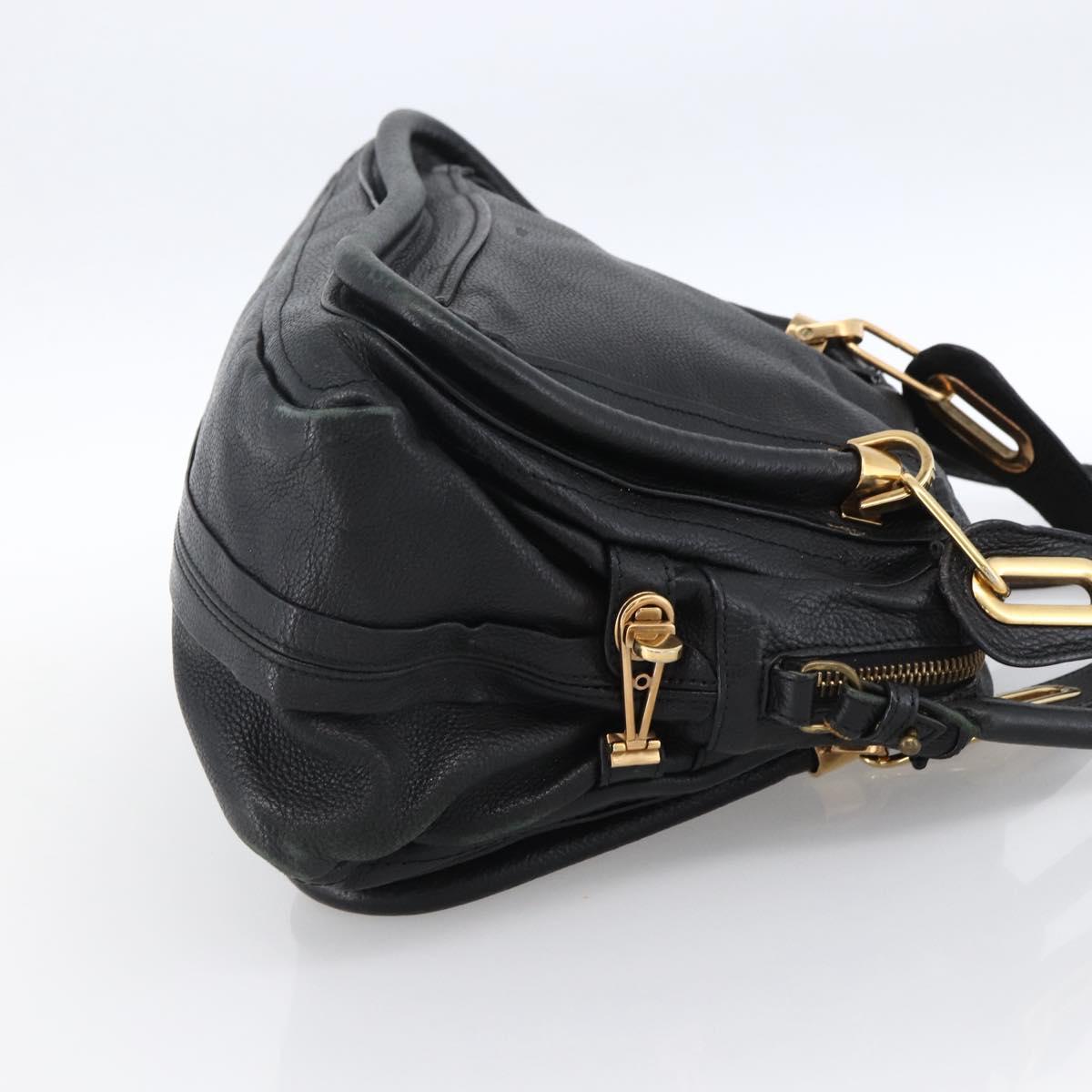 Chloe Hand Bag Leather 2way Black Gold Auth 172220
