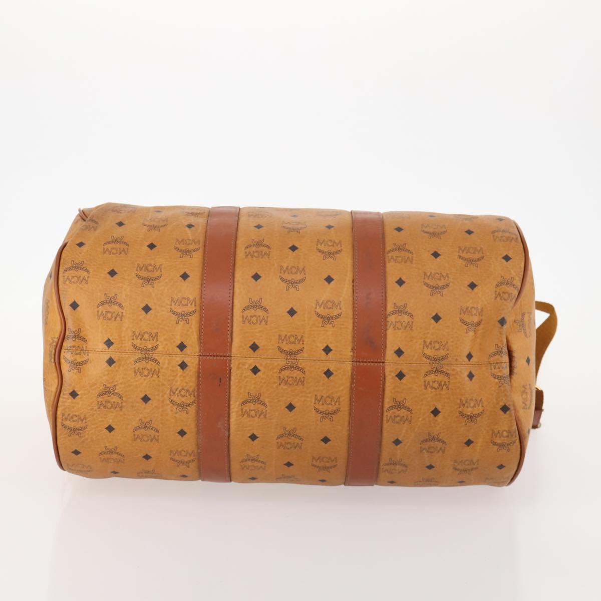 MCM Logogram Vicetos Boston Bag PVC 2way Brown Gold Auth 172221