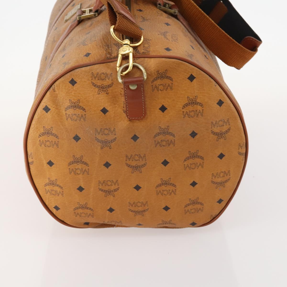 MCM Logogram Vicetos Boston Bag PVC 2way Brown Gold Auth 172221