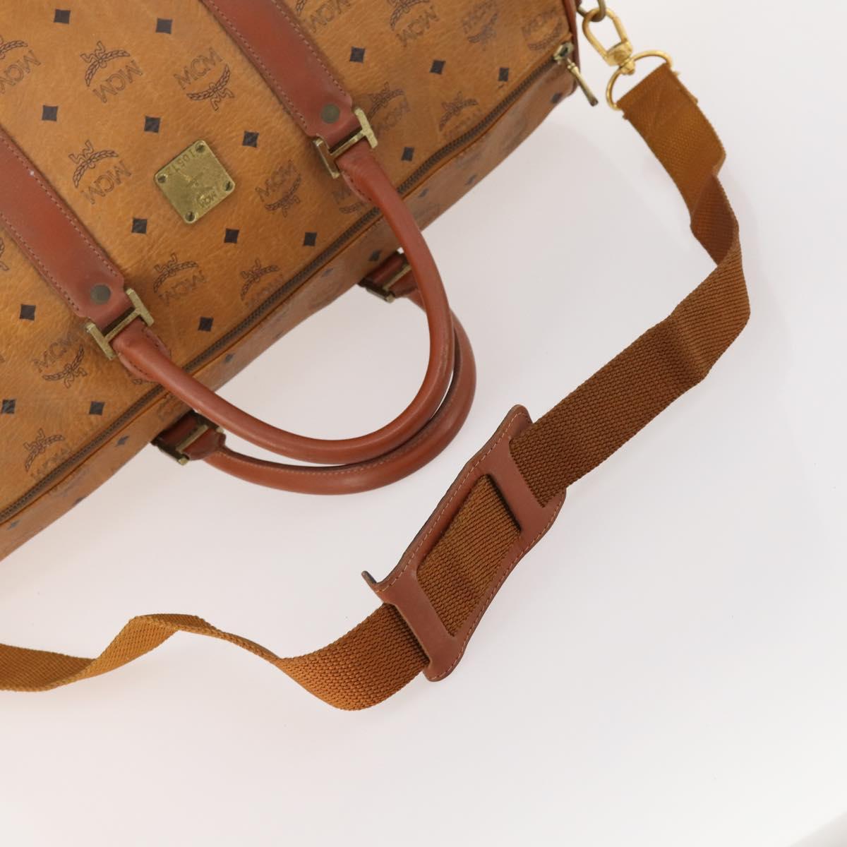 MCM Logogram Vicetos Boston Bag PVC 2way Brown Gold Auth 172221