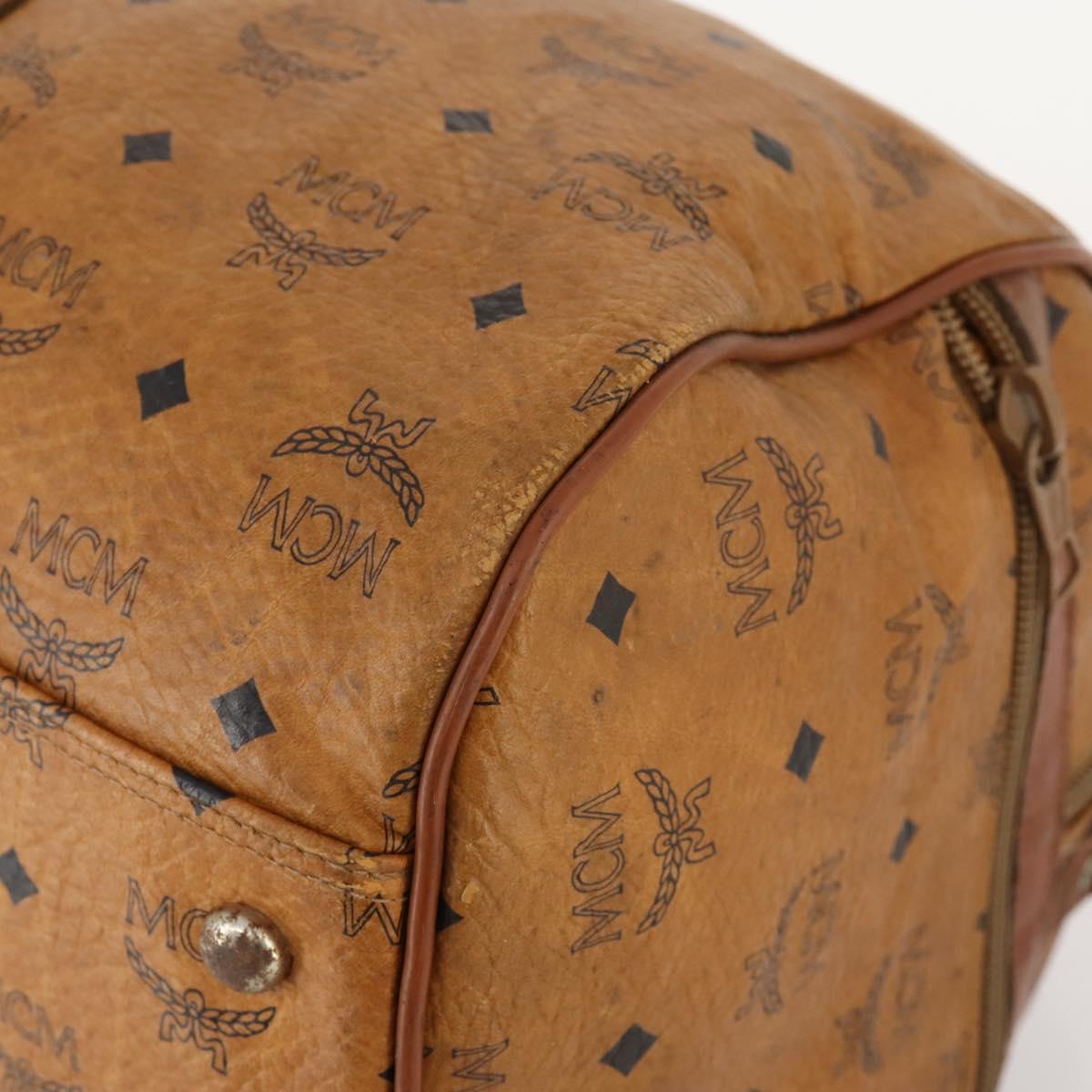 MCM Logogram Vicetos Boston Bag PVC 2way Brown Gold Auth 172222