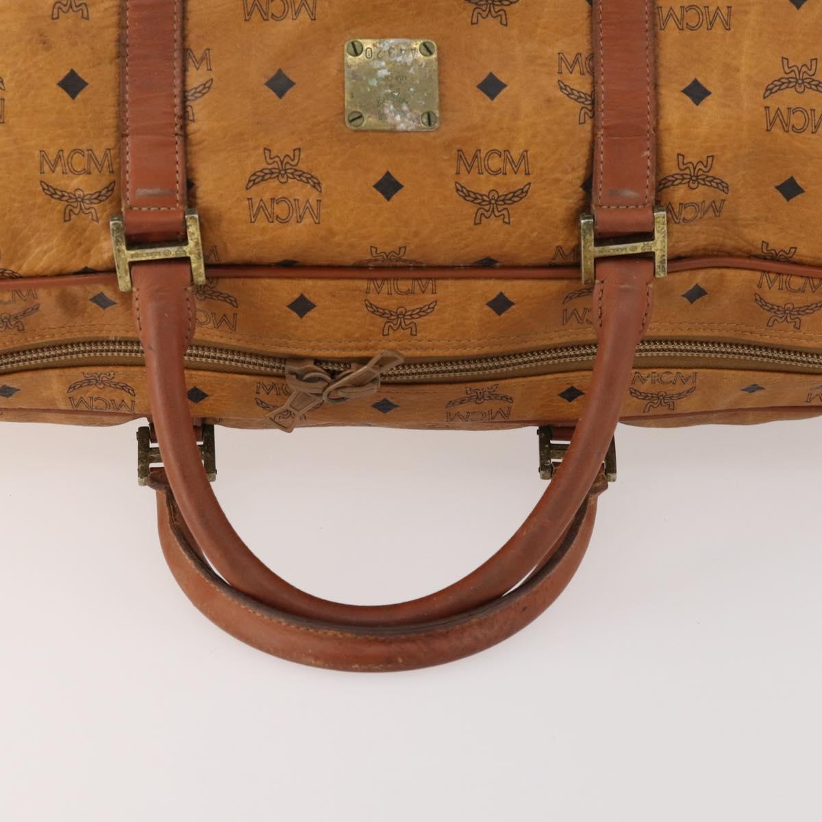 MCM Logogram Vicetos Boston Bag PVC 2way Brown Gold Auth 172222