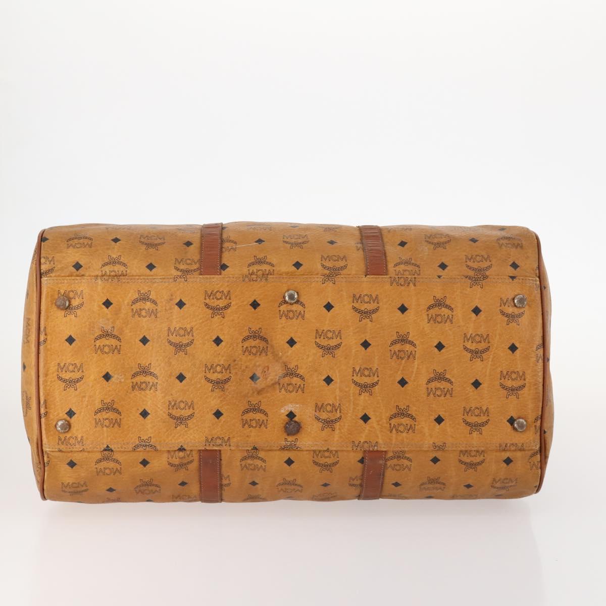 MCM Logogram Vicetos Boston Bag PVC 2way Brown Gold Auth 172222