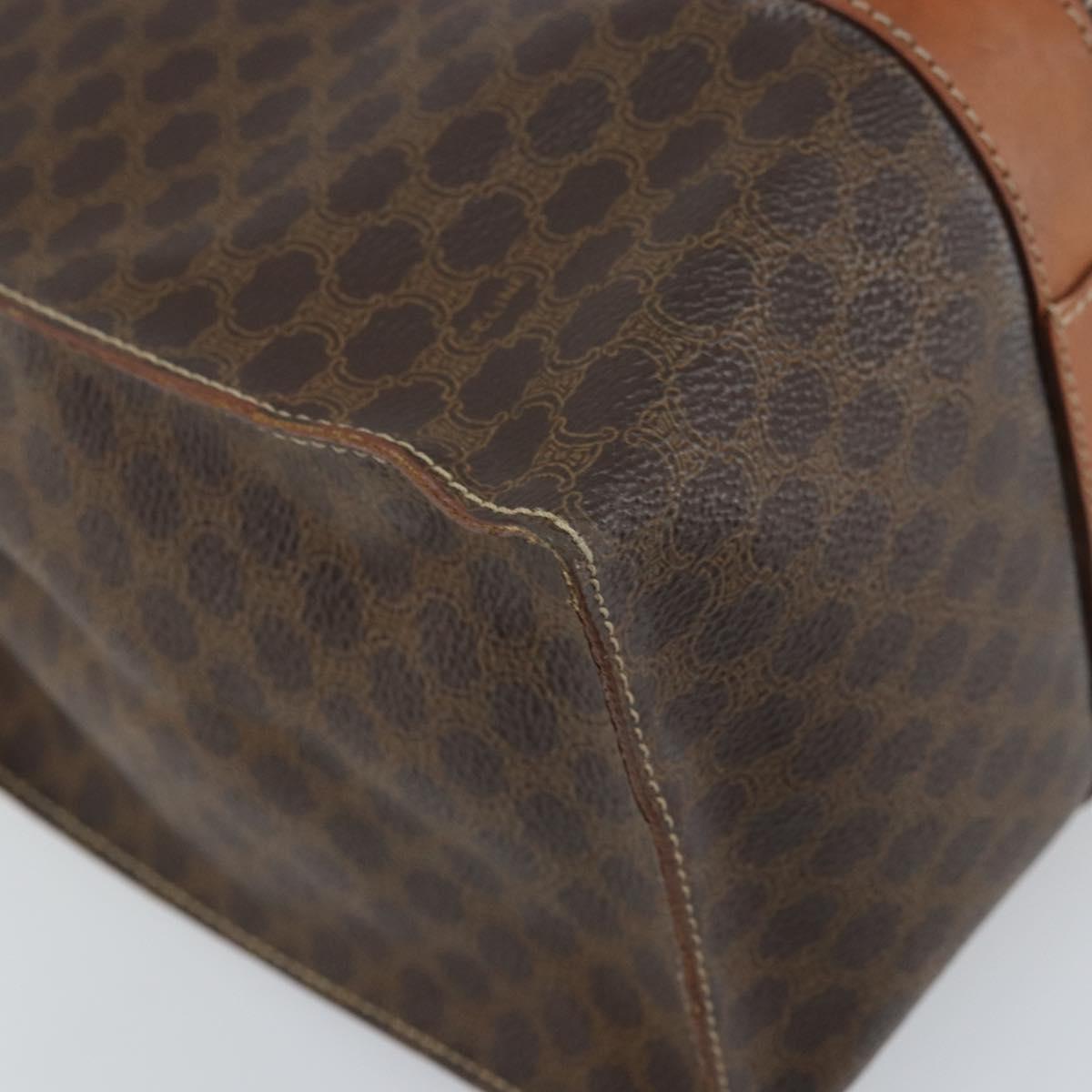 CELINE Macadam Canvas Tote Bag PVC Leather Brown Gold Auth 172223