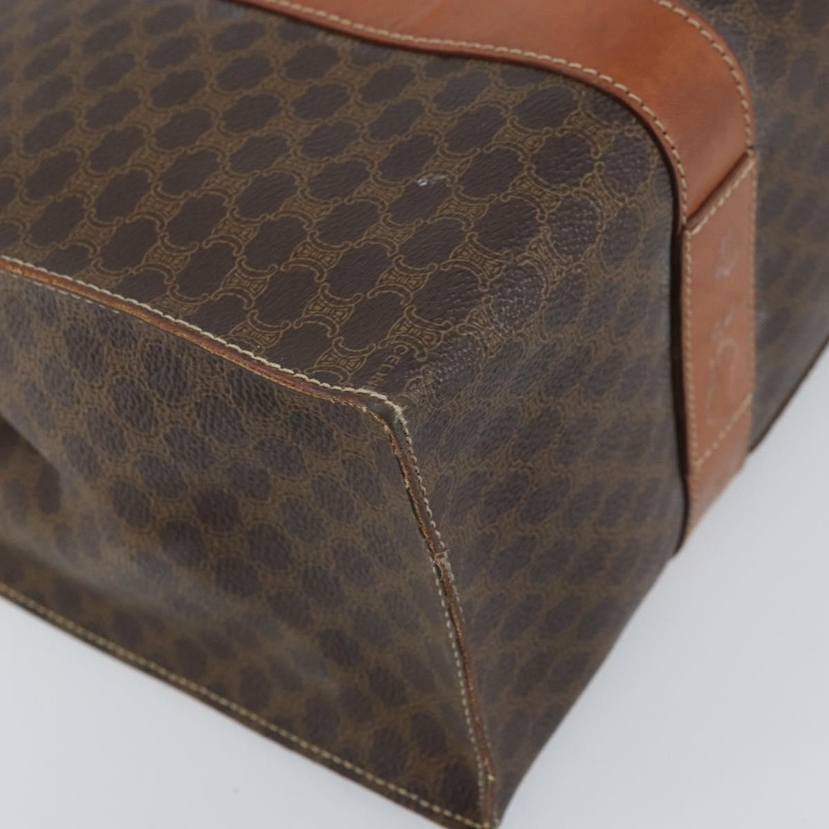 CELINE Macadam Canvas Tote Bag PVC Leather Brown Gold Auth 172223
