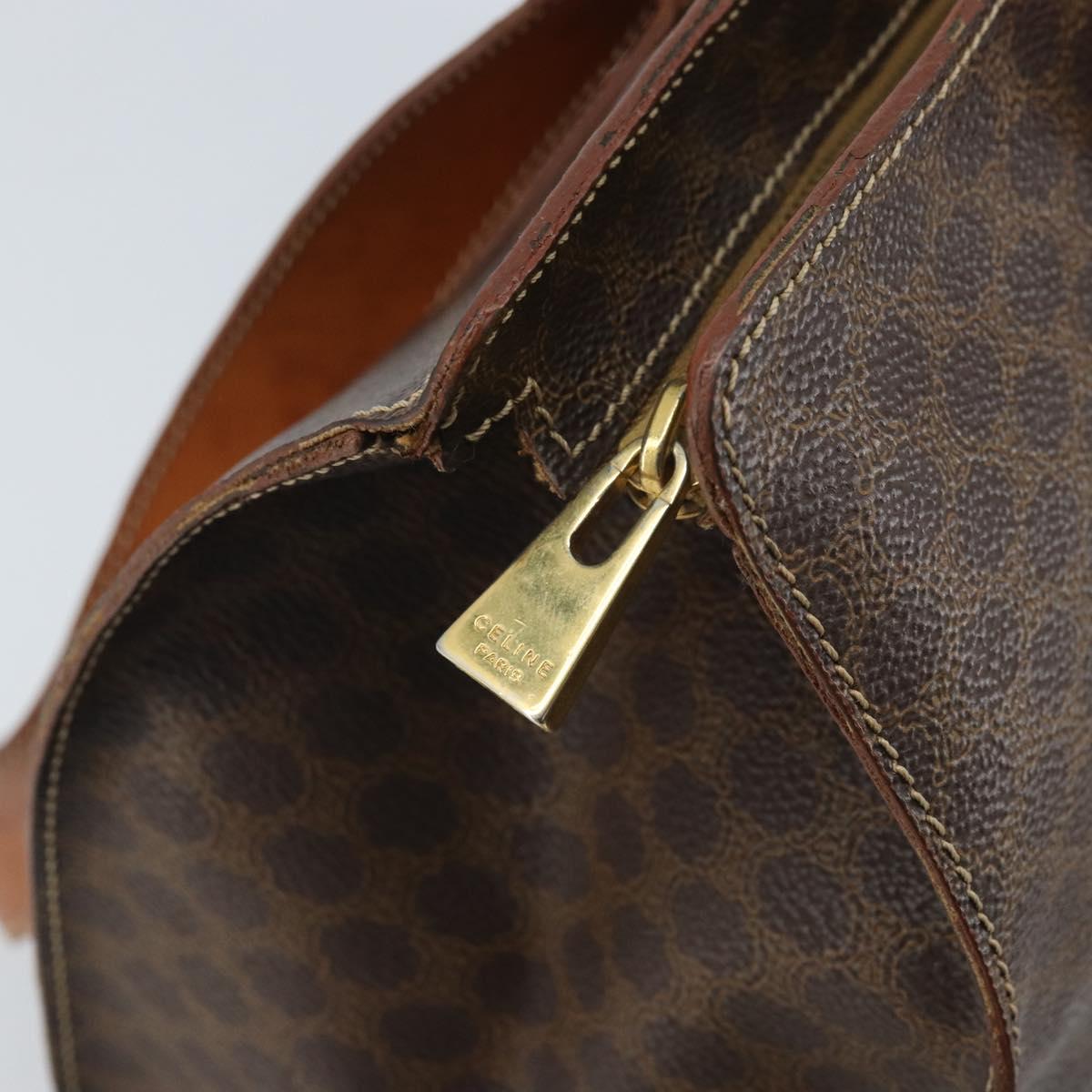 CELINE Macadam Canvas Tote Bag PVC Leather Brown Gold Auth 172223