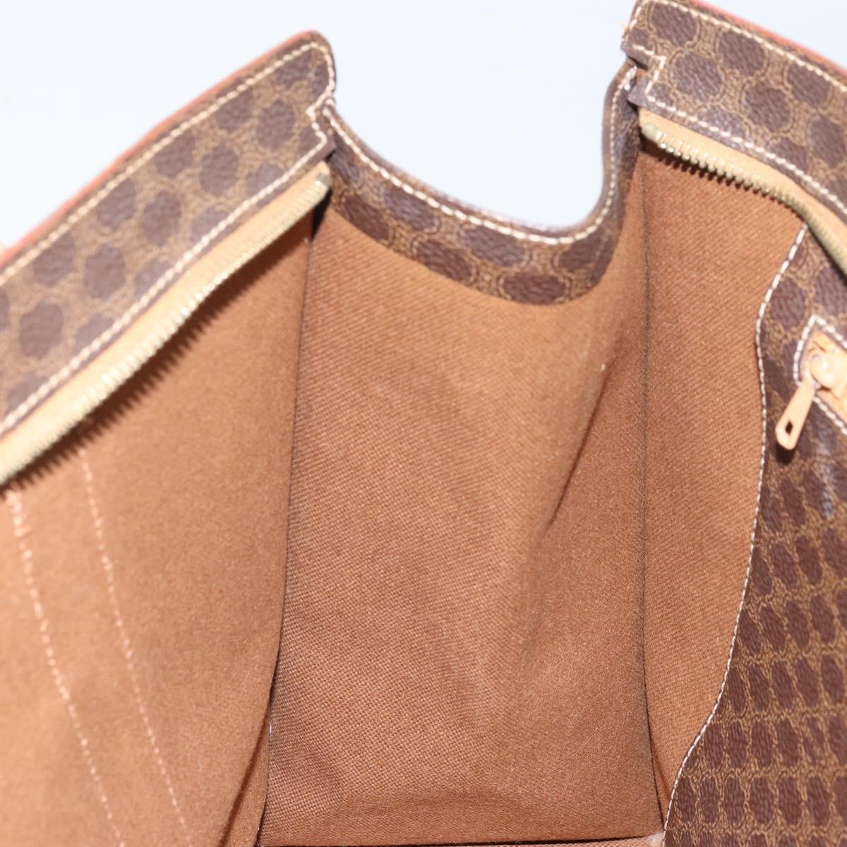 CELINE Macadam Canvas Tote Bag PVC Leather Brown Gold Auth 172223