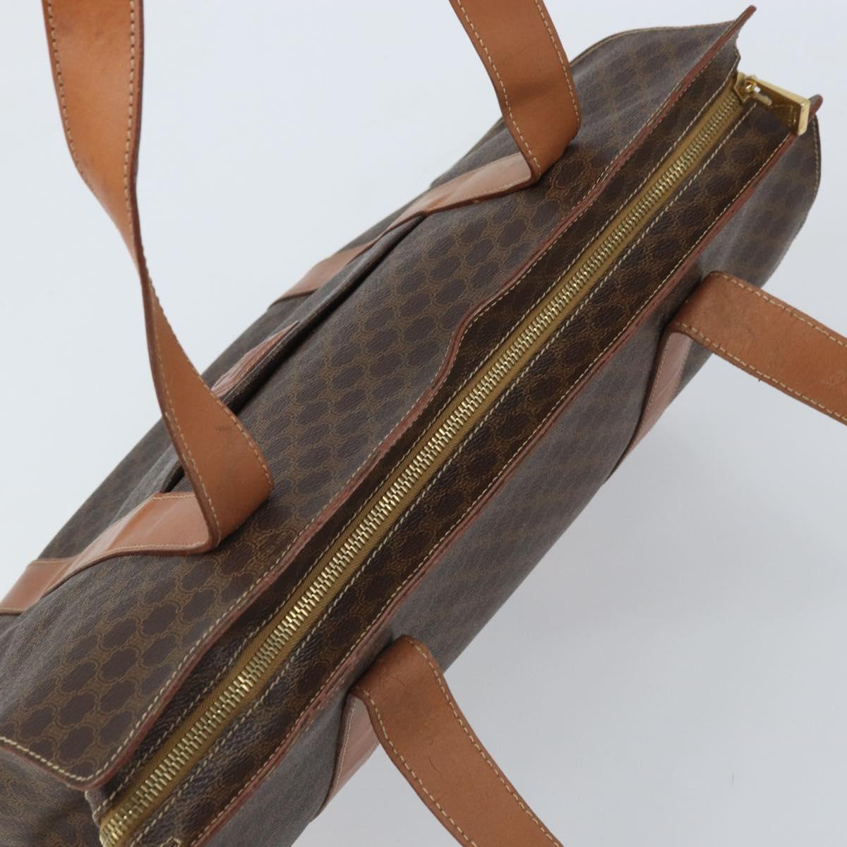 CELINE Macadam Canvas Tote Bag PVC Leather Brown Gold Auth 172223