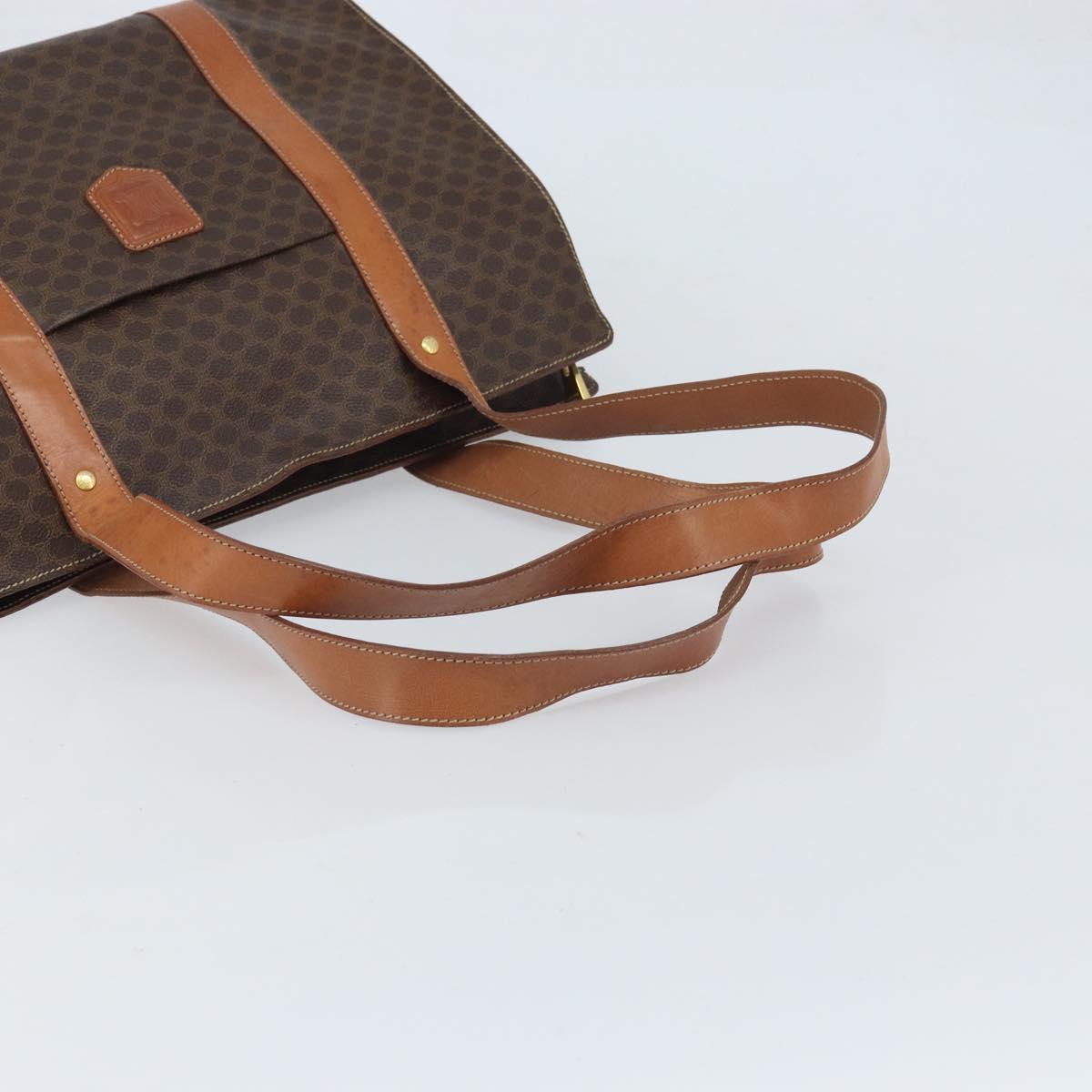 CELINE Macadam Canvas Tote Bag PVC Leather Brown Gold Auth 172223